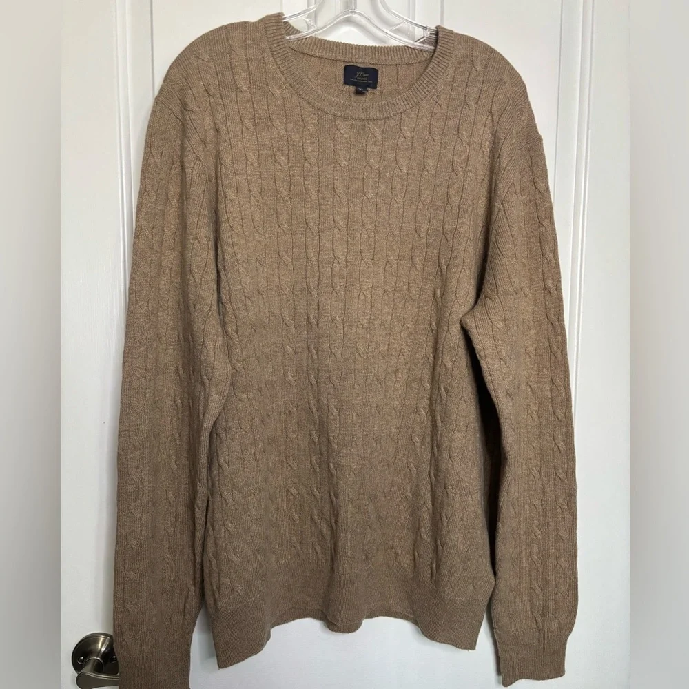 GC JCREW  Men’s Cable Knit Cashmere pullover sweater in Camel size XL